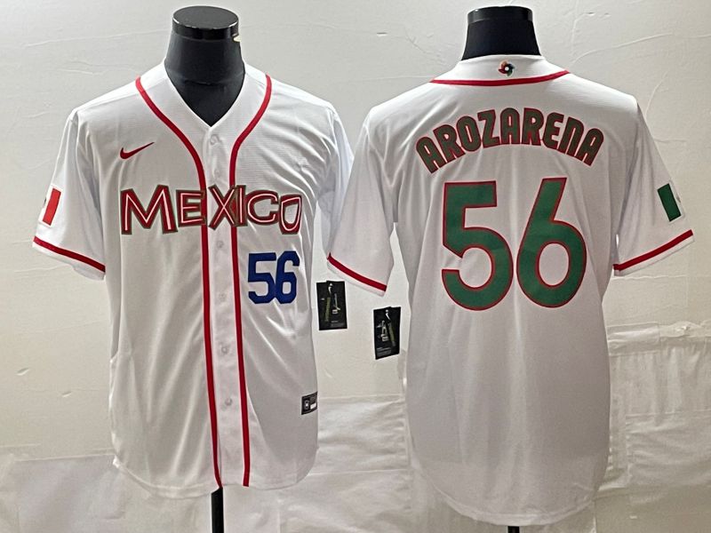 Men 2023 World Cub Mexico 56 Arozarena White green Nike MLB Jersey